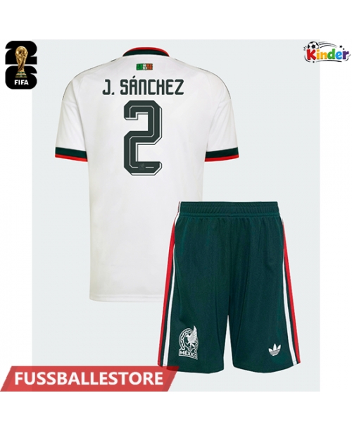 Günstige Mexiko Jorge Sanchez #2 Auswärts Trikotsatzt Kinder WM 2026 Kurzarm (+ Kurze Hosen)